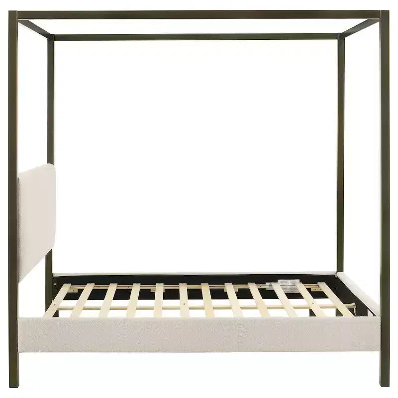 Coaster, letto a baldacchino Monroe imbottito Queen color vaniglia