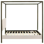 Coaster, letto a baldacchino Monroe imbottito Queen color vaniglia