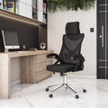 Okak Mesh Ergonomic Office Chair, Desk Chair with Headrest and Lumbar Support, Criss Cross Chair with Chrome Base for Office, Home, Black