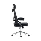 Sedia da Ufficio Ergonomica in Rete Okak, Sedia da Scrivania con Poggiatesta e Supporto Lombare, Sedia con Base a Crociera Cromata per Ufficio, Casa, Nera