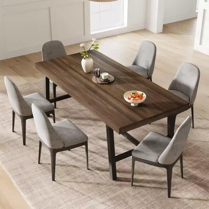 Tavolo da Pranzo Industriale per 6-8 Persone, Tavolo da Pranzo Rettangolare Lungo 200 cm, Tavolo da Cucina in Legno con Robusta Struttura in Metallo per Sala da Pranzo