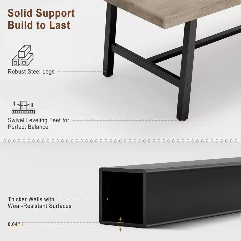 Tavolo da Pranzo Industriale per 6-8 Persone, Tavolo da Pranzo Rettangolare Lungo 200 cm, Tavolo da Cucina in Legno con Robusta Struttura in Metallo per Sala da Pranzo