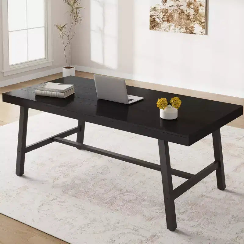 Tavolo da Pranzo Industriale per 6-8 Persone, Tavolo da Pranzo Rettangolare Lungo 200 cm, Tavolo da Cucina in Legno con Robusta Struttura in Metallo per Sala da Pranzo
