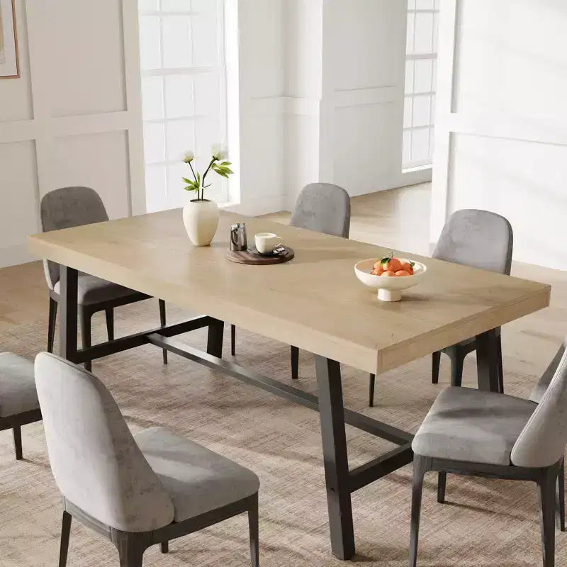 Tavolo da Pranzo Industriale per 6-8 Persone, Tavolo da Pranzo Rettangolare Lungo 200 cm, Tavolo da Cucina in Legno con Robusta Struttura in Metallo per Sala da Pranzo