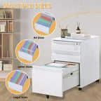 Cassettiera Mobile TROPOW a 3 Cassetti - Organizer Sottoscrivania per Casa/Ufficio (da Assemblare, Adatta per Fogli Letter/Legal/A4)