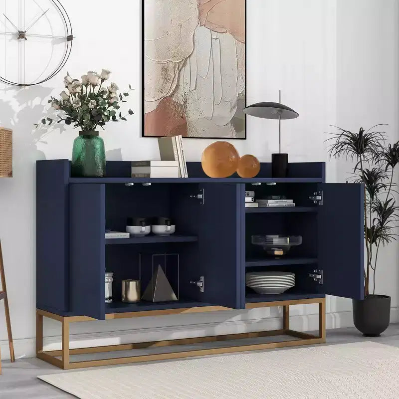 Okak Credenza Elegante, Mobile Buffet con 4 Ante e 4 Ripiani, Mobile Contenitore per Soggiorno, Sala da Pranzo, Cucina