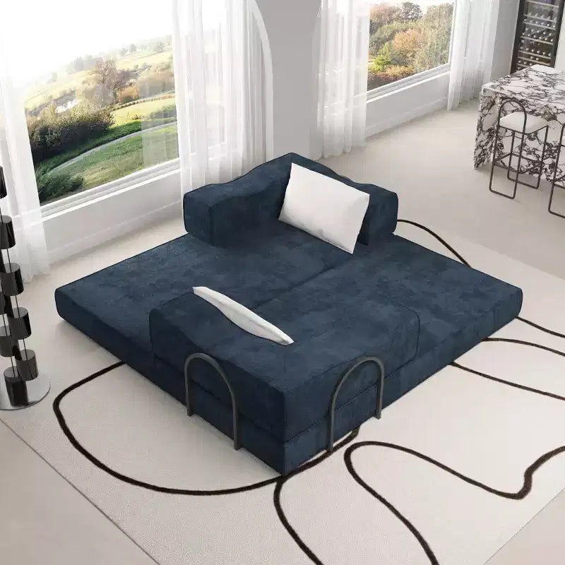 Divano Letto Convertibile a 3 Posti Whisen 80 con 2 Cuscini, Materasso Pieghevole King Size da Pavimento e Tessuto ciniglia