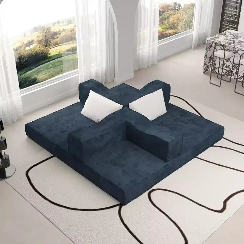Divano Letto Convertibile a 3 Posti Whisen 80 con 2 Cuscini, Materasso Pieghevole King Size da Pavimento e Tessuto ciniglia