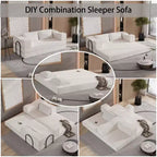 Divano Letto Convertibile a 3 Posti Whisen 80 con 2 Cuscini, Materasso Pieghevole King Size da Pavimento e Tessuto ciniglia