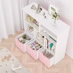 Libreria Scaffale per bambini con 3 cassetti mobili e 6 cubi contenitore giocattoli bianco