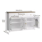 Coolmee Credenza a buffet con cassetti, credenza a buffet grande da 55 pollici con 3 cassetti e 4 ante, tavolino buffet da bar in legno