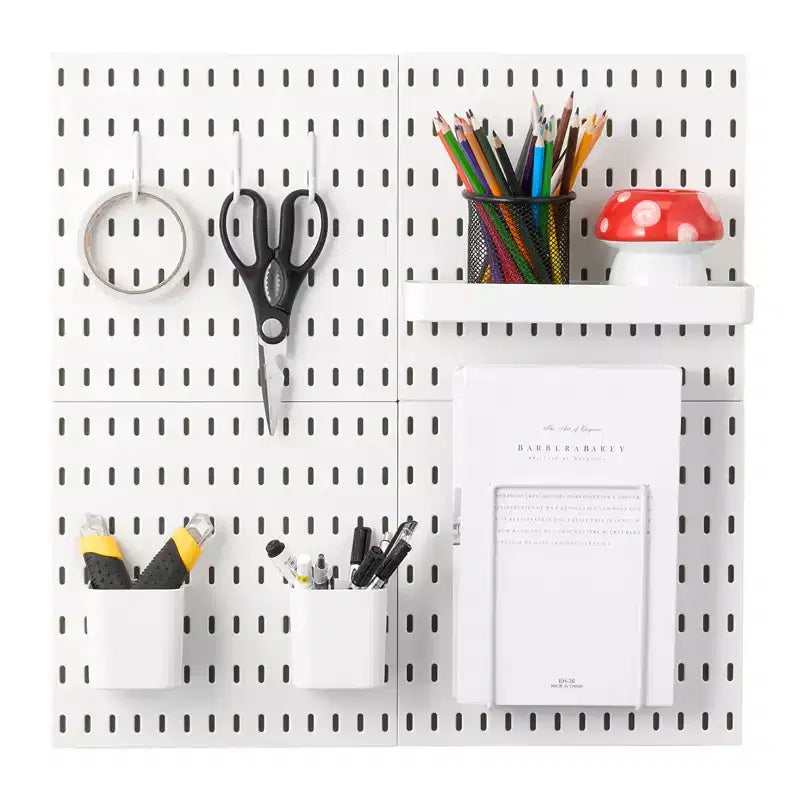 VEVOR Pegboard Combination Kit, 11 x 11 Plastic Pegboard, 4 Panels, Peg Board Wall Organizer Kit with Accessories, White