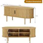Coolmee Mobile TV da 120 cm con contenitore e ante scorrevoli, Consolle in legno per TV fino a 80 pollici, Centro di intrattenimento moderno