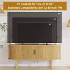 Coolmee Mobile TV da 120 cm con contenitore e ante scorrevoli, Consolle in legno per TV fino a 80 pollici, Centro di intrattenimento moderno