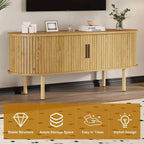 Coolmee Mobile TV da 120 cm con contenitore e ante scorrevoli, Consolle in legno per TV fino a 80 pollici, Centro di intrattenimento moderno