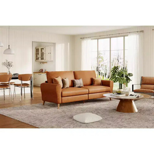 84 Modern Sofa, 3 Seater Upholstered Sofa with Streamlined Arms, Deep Seat Sleeper Sofa for Living Room Bedroom Apartment