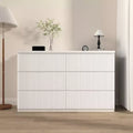 6 Drawer Dresser for Bedroom, 47W Fluted Chest of Drawers, Wooden Dresser TV Stand, Clothes Storage Organizer for Bedroom,Hallway, Entryway