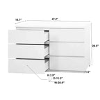Cassettiera a 6 cassetti per camera da letto, Comò scanalato da 47W, Cassettiera in legno, Organizzatore per vestiti per camera da letto, Corridoio, Ingresso