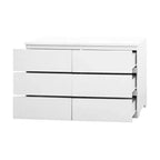 Cassettiera a 6 cassetti per camera da letto, Comò scanalato da 47W, Cassettiera in legno, Organizzatore per vestiti per camera da letto, Corridoio, Ingresso