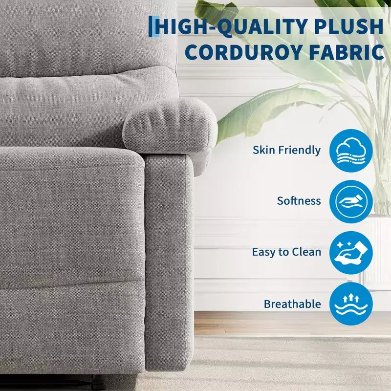 COZONY Poltrona reclinabile per adulti, reclinabile manuale in tessuto con tasca laterale, divano singolo ergonomico regolabile per piccoli soggiorni, camerette, camere da letto