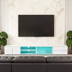 Mobile porta TV Homy Casa con luci LED e armadietti per soggiorno o area intrattenimento, bianco