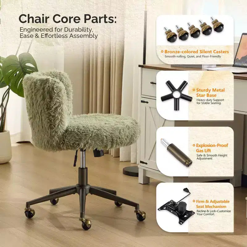 Poltrona girevole Karl Home | Velluto Felpato Base in bronzo antico con ruote