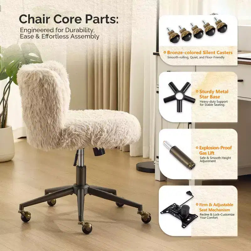 Poltrona girevole Karl Home | Velluto Felpato Base in bronzo antico con ruote