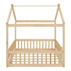 Bellemave Letto a pavimento Montessori completo, Struttura letto a casetta in legno, Letto a casetta per bambini, Letto Montessori con recinzione, Casetta per bambini, Naturale