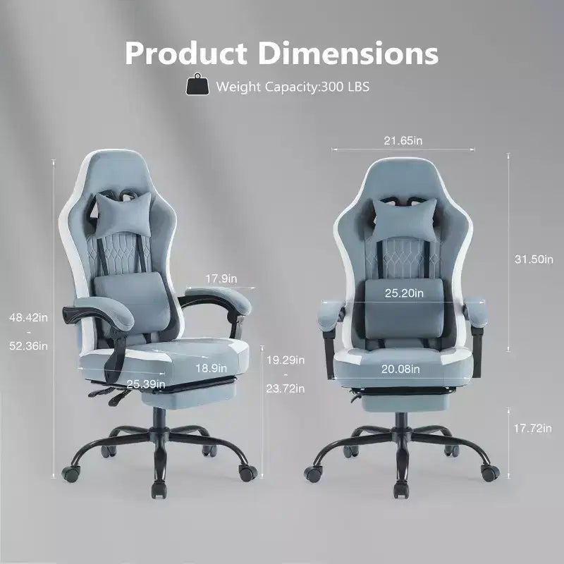 MAYEERTY Sedia da gaming per computer con supporto lombare Altezza regolabile Ruote girevoli a 360° Braccioli e poggiatesta inclusi
