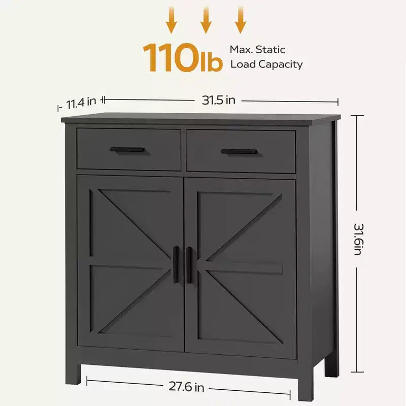 Bellemave Credenza da cucina stile rustico, credenza da cucina, mobiletto per il caffè, per cucina, sala da pranzo, soggiorno, nero