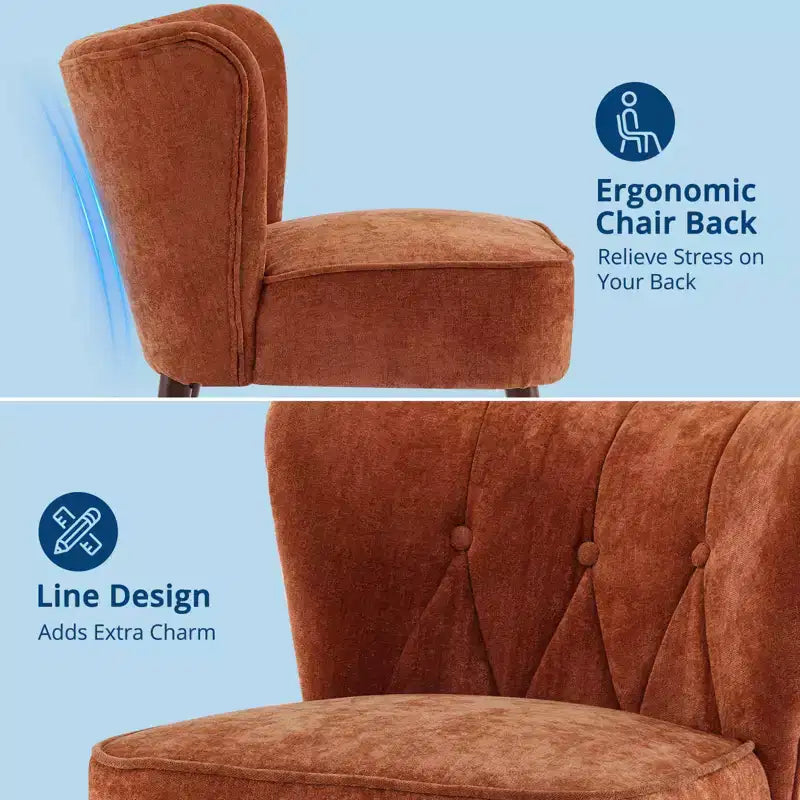 Sedia da pranzo Accent con gambe in legno imbottite, senza braccioli per sala da pranzo, camera da letto, soggiorno
