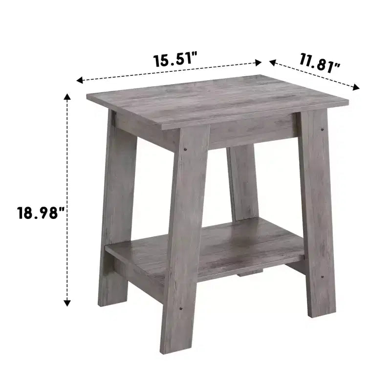 Tavolino a 2 livelli con ripiano, tavolino laterale per soggiorno, camera da letto o ingresso, comodino in stile rustico con montaggio facile