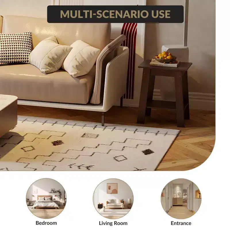Tavolino a 2 livelli con ripiano, tavolino laterale per soggiorno, camera da letto o ingresso, comodino in stile rustico con montaggio facile