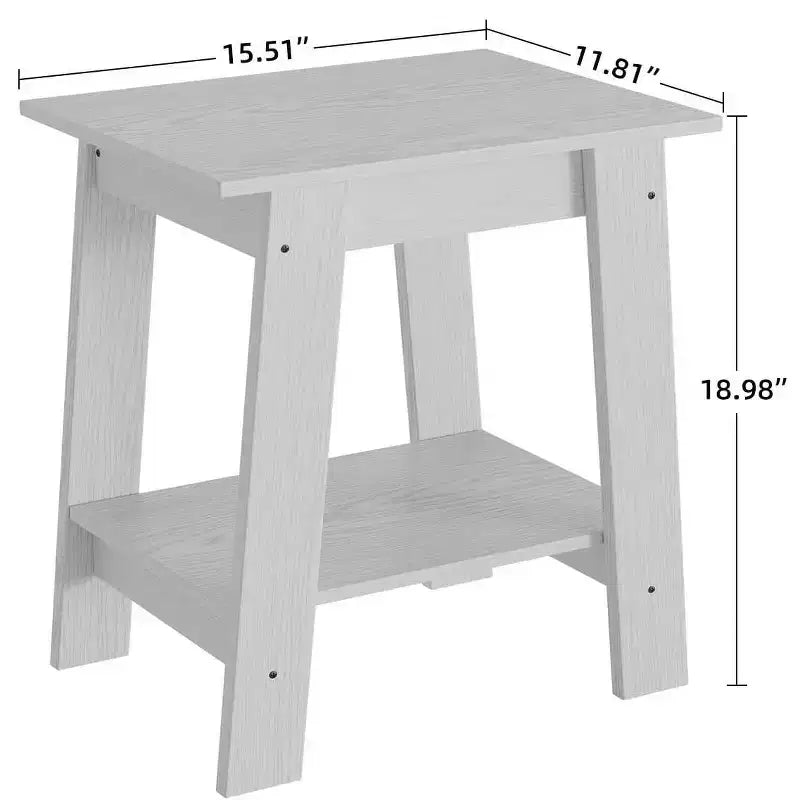 Tavolino a 2 livelli con ripiano, tavolino laterale per soggiorno, camera da letto o ingresso, comodino in stile rustico con montaggio facile