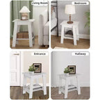Tavolino a 2 livelli con ripiano, tavolino laterale per soggiorno, camera da letto o ingresso, comodino in stile rustico con montaggio facile