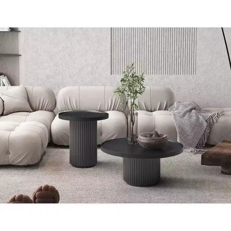 HomeStock Tavolino rotondo con piano in legno, colore argento, altezza 45 pollici, 1 pezzo