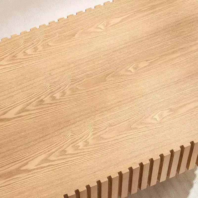 Homy Casa Tavolino da caffè moderno ovale in legno con design scanalato testurizzato per soggiorno e piccoli spazi, riunioni festive, Rovere naturale