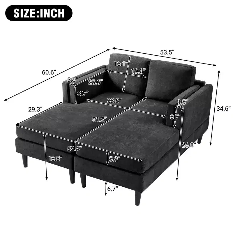 GDFStudio Ellen Chaise longue moderna in ciniglia da 53,5 pollici