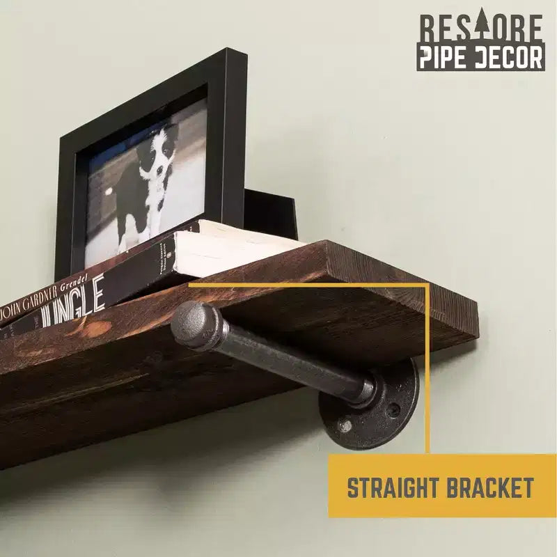 Scaffali RESTORE Trail Brown da 36 pollici con staffe diritte di Pipe Decor