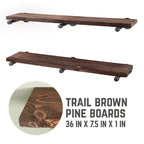 Scaffali RESTORE Trail Brown da 36 pollici con staffe diritte di Pipe Decor
