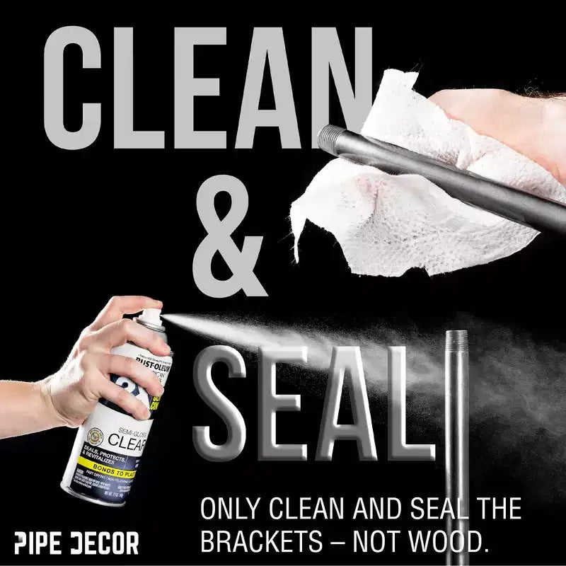 Scaffali RESTORE Trail Brown da 36 pollici con staffe diritte di Pipe Decor