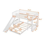 Letto a castello a pavimento con scivolo e scale, letto a castello basso singolo su singolo con contenitore, letto a castello in legno singolo per bambini e neonati