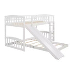 Letto a castello a pavimento con scivolo e scale, letto a castello basso singolo su singolo con contenitore, letto a castello in legno singolo per bambini e neonati