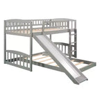 Letto a castello a pavimento con scivolo e scale, letto a castello basso singolo su singolo con contenitore, letto a castello in legno singolo per bambini e neonati
