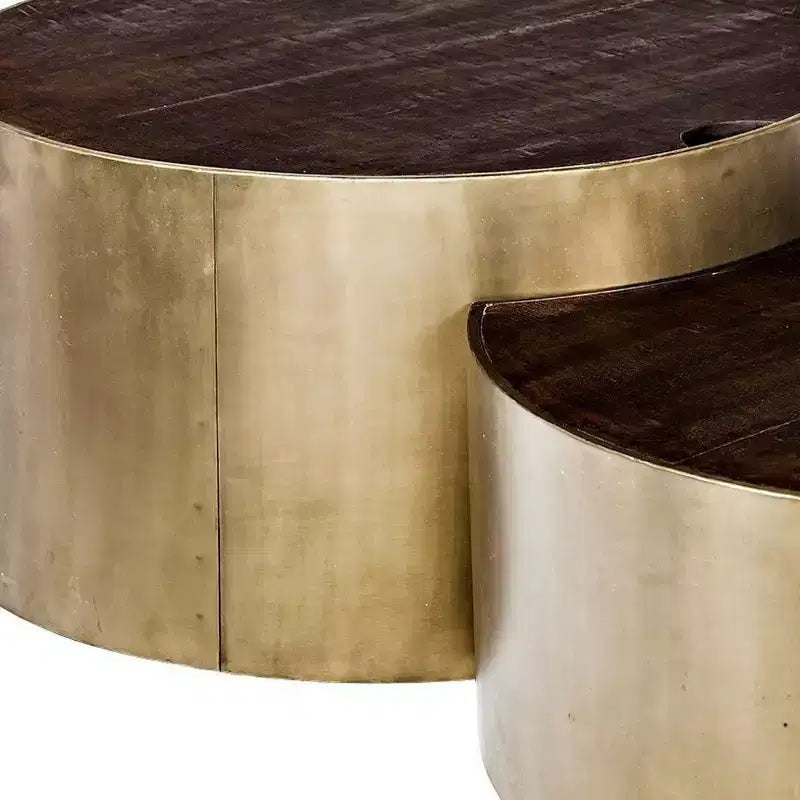 Tavolini da caffè rotondi impilabili HomeRoots in legno marrone