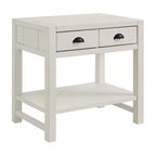 Alaterre Furniture Arden 2-Drawer Nightstand with Open Shelf, Solid Pine Wood, Driftwood White Finish, Metal Drawer Glides, Ideal for Bedroom Storage
