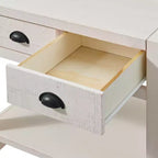 Comodino Alaterre Furniture Arden a 2 cassetti con ripiano aperto, legno massello di pino, finitura bianco effetto legno invecchiato, guide per cassetti in metallo, ideale per la camera da letto