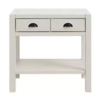 Comodino Alaterre Furniture Arden a 2 cassetti con ripiano aperto, legno massello di pino, finitura bianco effetto legno invecchiato, guide per cassetti in metallo, ideale per la camera da letto