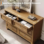 COZONY Cassettiera a 6 cassetti in stile rustico, colore bianco, mobile TV doppio con maniglie vintage, cassettiera in legno per camera da letto, soggiorno, corridoio
