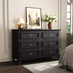 COZONY Farmhouse 6-Drawer Dresser in White, Double Wide TV Stand with Vintage Handles, Wood Chest of Drawers for Bedroom, Living Room, Hallway